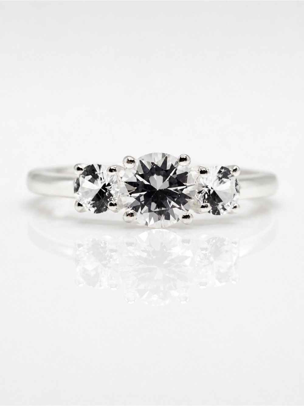 1.7 TCW White Sapphire Starlit Sky Triple Stone Ring In Sterling Silver | Size 9